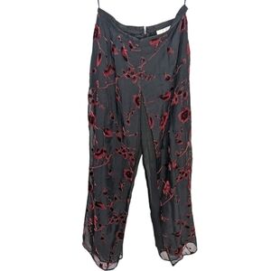 Vintage J.R Nites Sheer Mesh with Velour Floral Woman's Pants size 8